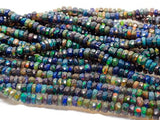 Black Ethiopian Opal 4MM Faceted Rondelle (1/2 Strand length 8 Inch )- Ethiopian Opal Faceted Rondelles- AAA Quality Beads