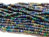 Black Ethiopian Opal 4MM Faceted Rondelle   (1/2 Strand length 8 Inch )- Ethiopian Opal Faceted Rondelles- AAA Quality Beads