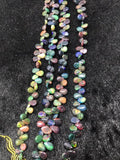 ETHIOPIAN OPAL SMOOTH Pear Shape Briolette , Size 5X7M 8" Inch Strand , Strong fire , Dyed Blue Ethiopian Opal , Gemstone Briolette