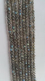 Labradorite Round Faceted Beads 3.5-4mm , Good Quality with blue shining- 13 Inch Length