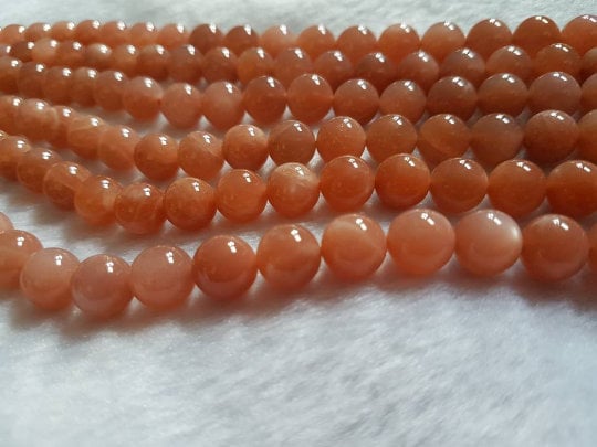8MM Peach Moonstone Round Beads-  Length 15.5 inch Good Quality Moonstone