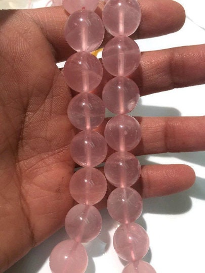 14MM Rose Quartz faceted Round beads, Top Quality perfect round shape . deep Pink rose quartz
