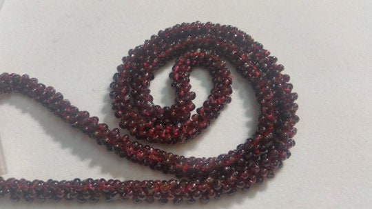 Garnet Rope Hand Made Necklace in 28