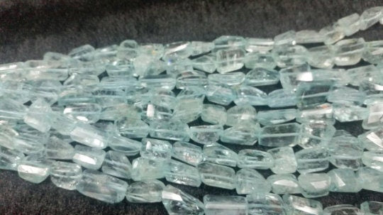 8X12MM BLUE AQUAMARINE FACETED Nuggets, Faceted tumble shape, Length 9