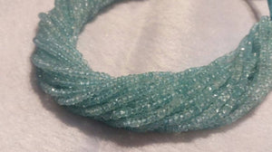 Aquamarine Pack of 2 Strand, Aquamarine faceted Rondelles AAA grade, size 3-3.5mm, Length 13.5" Machine cut