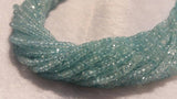 Aquamarine Pack of 2 Strand, Aquamarine faceted Rondelles AAA grade, size 3-3.5mm, Length 13.5" Machine cut