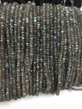 3.5MM Labradorite faceted roundel beads 13.5 INCH long , AAA Quality , Mirco faceted beads