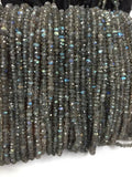 5 STRANDS PACK LABRADORITE Faceted Roundel 3-3.5mm , Top Quality micro faceted beads, length 13.5 Inch