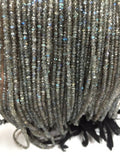 5 STRANDS PACK LABRADORITE Faceted Roundel 3-3.5mm , Top Quality micro faceted beads, length 13.5 Inch