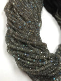 3.5MM Labradorite faceted roundel beads 13.5 INCH long , AAA Quality , Mirco faceted beads