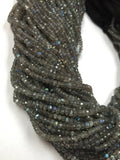 5 STRANDS PACK LABRADORITE Faceted Roundel 3-3.5mm , Top Quality micro faceted beads, length 13.5 Inch