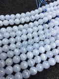 5.5mm Blue Lace Agate Round Beads, 15 Inch Strand- Top Quality