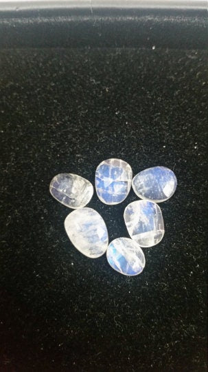 Moonstone Rose cut Cabs , Pack of 5 Pc. Blue Fire cabs, size approx 8x12mm