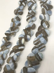 10MM Blue Opal with Matrix Faceted Briolettes- heart shape, Opal Briolettes ,natural blue opal beads. layout shape