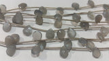 Grey Moonstone faceted Pear 5x 7 mm size  , length of strand is 8 "