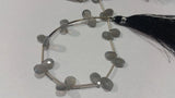 Grey Moonstone faceted Pear 5x 7 mm size  , length of strand is 8 "