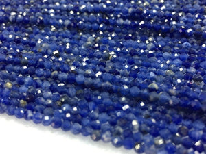 2 Strands Pack Sodolite faceted Round 2-2.5mm, Length 14" Micro faceted round beads. Top Quality faceted