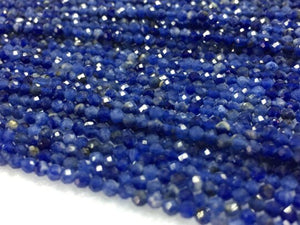 Sodalite faceted Round 2-2.5mm, Length 14" Micro faceted round beads. Top Quality faceted . Gemstone faceted beads