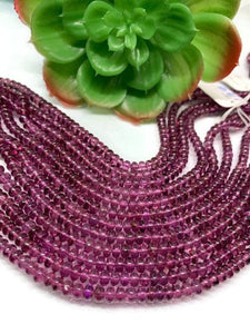 Rhodolite Garnet Roundel 3.50 to 5.50 mm size 1/2 Strand 8 Inch Length AAAA Quality Beads- - Origin Mozambique- Garnet Rondelle Beads