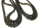 15" Strand, Black Rutile Roundel Beads, Black Rutilated Quartz, 5.5mm to 11mm size, 6mm to 13mm size, Fine Quality