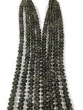 15" Strand, Black Rutile Roundel Beads, Black Rutilated Quartz, 5.5mm to 11mm size, 6mm to 13mm size, Fine Quality