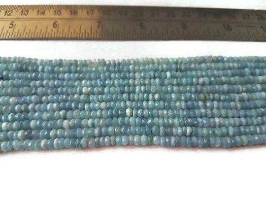 Blue Opal Faceted Rondelles 4-4.5mmmm size, Super Quality , Natural Blue Opal beads