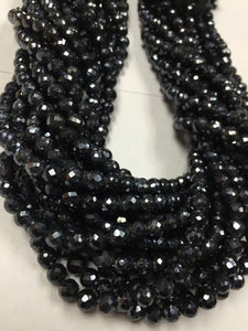 6mm Black Spinel Round Faceted, Black spinel Faceted Balls, length 13.5 inch