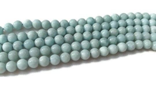 6MM Larimar Round Beads - Natural Larimar , AAA Quality Length 16