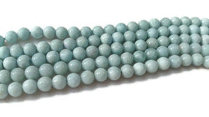 6MM Larimar Round Beads - Natural Larimar , AAA Quality Length 16" , Larimar Necklace