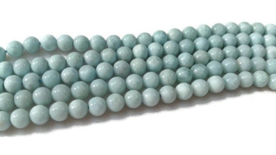 6MM Larimar Round Beads - Natural Larimar , AAA Quality Length 16