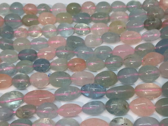 AAAA Quality Aquamarine Nugget Beads 9x11 to 10x12 mm Size, Length 40 cm- Free Form Aquamarine & Morganite Beads - 1 Strand
