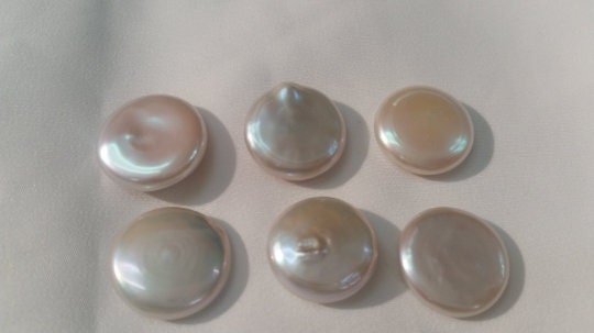 15MM Freshwater Pearl Coin Shape, Loose Coins pack of 2 Pc. Natural freshwater pearl Grade AA, not drilled.