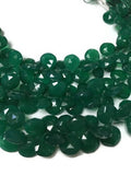 10pcs Approx- 12-13mm-Green Onyx Faceted Heart Shape Briolette ,Deep Green Onyx Briolettes