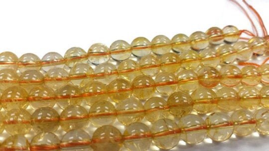 8-8.5 mm Natural Citrine Round Beads , AAA Quality beads , Perfect round beads, length 40cm