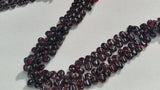 Garnet Pear Buff shape , Garnet Smooth Shape , Length in 16'' And Size Around 8x10MM  , Natural Red garnet