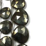 20-26mm -Pyrite faceted Heart Briolettes, Natural Pyrite Beads- 7 Briolettes