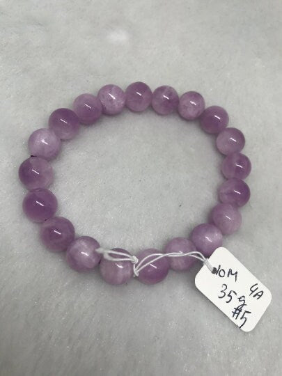 Kunzite Bracelet 10mm , Beautiful Purple Bracelet, Natural Kunzite Round Beaded Bracelet ,weight 35gm Gemstone beads Code :-#5