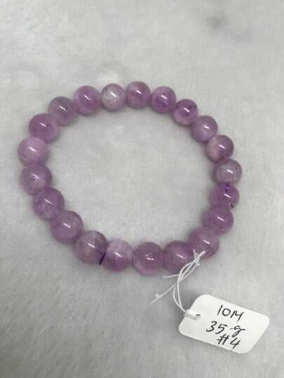 Kunzite Bracelet 10MM  , Beautiful Purple Bracelet, Natural Kunzite Round Beaded Bracelet ,weight 35gm Gemstone beads Code :-#1