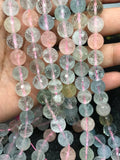 10MM Half strand Aquamarine faceted Round AAA grade, , Length 7.5" Machine cut top quality round beads.