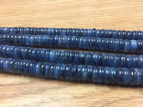 Blue Kyanite Roundel 8 mm, Top Quality - Kyanite beads- Kyanite Rondelle AAA Quality , Dark Color , 40 cm Length