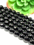 Black Spinel 8mm Black Spinel Round Faceted Beads, Black spinel Beads 40cm Length Micro Faceted beads , natural black spinel AAAA Quality