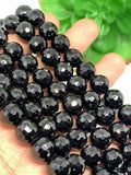 Black Spinel 8mm Black Spinel Round Faceted Beads, Black spinel Beads 40cm Length Micro Faceted beads , natural black spinel AAAA Quality