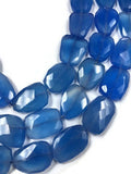 Chalcedony Faceted Nugget, 17x22mm to18x26mm , 14 Inch Strand, Blue Chalcedony , dyed chalcedony free size flat nugget shape