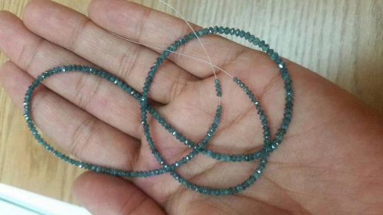 4 Inch Blue Diamond Faceted, Diamond Beads AAA Quality, Size 2mm Good Shining