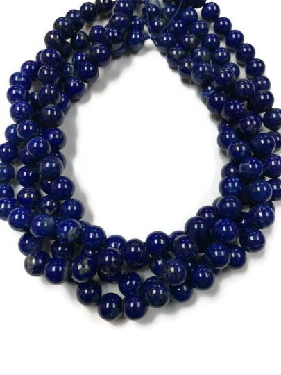 Lapis lazuli Round Beads 10mm, 15.5 Inch Strand, AAA Quality- Perfect Round Beads , Natural Lapis without any treatment or dyed .