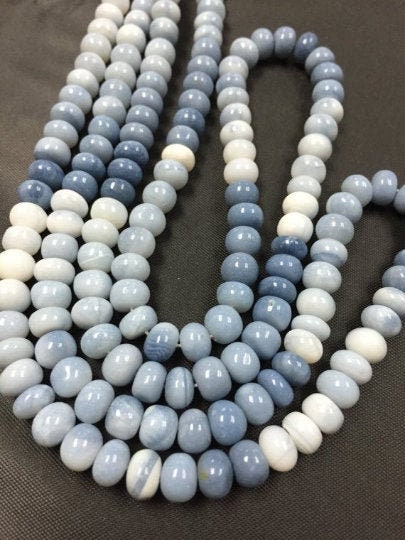 1/2 strand 8mm approx Peruvian Blue Opal Rondelle , Blue Opal Shaded Beads, Length 8