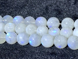 Moonstone 6MM Round Beads ,Rainbow Moonstone beads, Length 15.5" and AAA Quality, Origin India .perfect round with blue flash