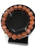 Sunstone Bracelet 10 mm size- Code #8 - Sunstone Round Bracelet -Natural Sunstone Beaded Bracelet - Length 7.5 Inch in Stretchable Cord