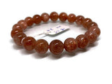 Sunstone Bracelet 10 mm size- Code #8 - Sunstone Round Bracelet -Natural Sunstone Beaded Bracelet - Length 7.5 Inch in Stretchable Cord