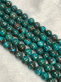 Chrysocolla 10MM  Natural chrysocolla Round Beads, Healing stone , Length 16" Gemstone beads . Perfect round with brown matrix